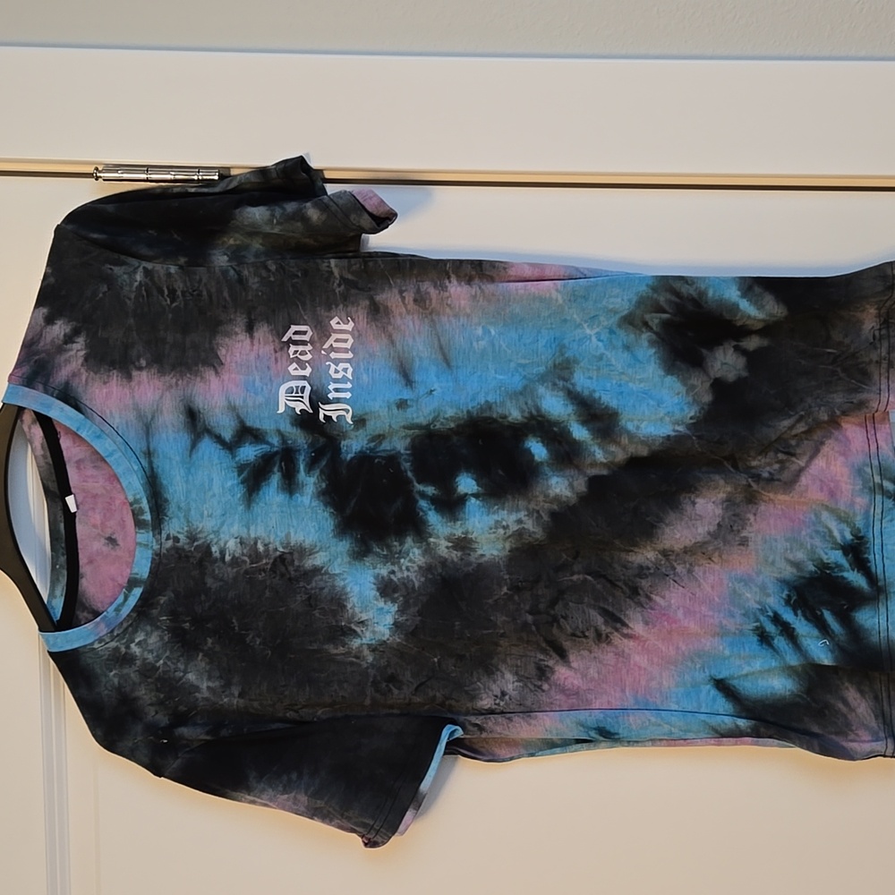 Dead Inside Tie-Dye Shirt - Blue and Pink